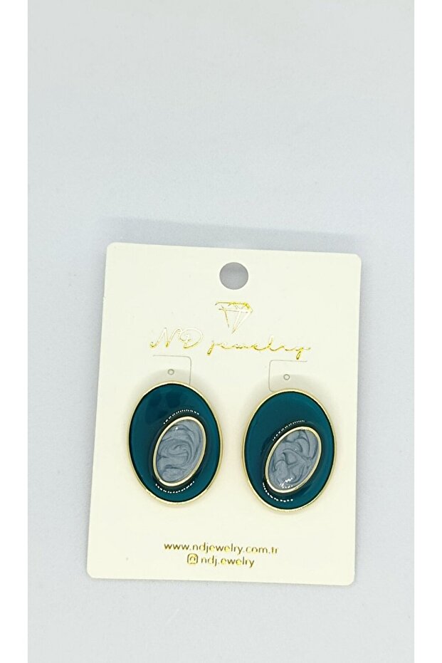 Vintage Teal Oval Earrings