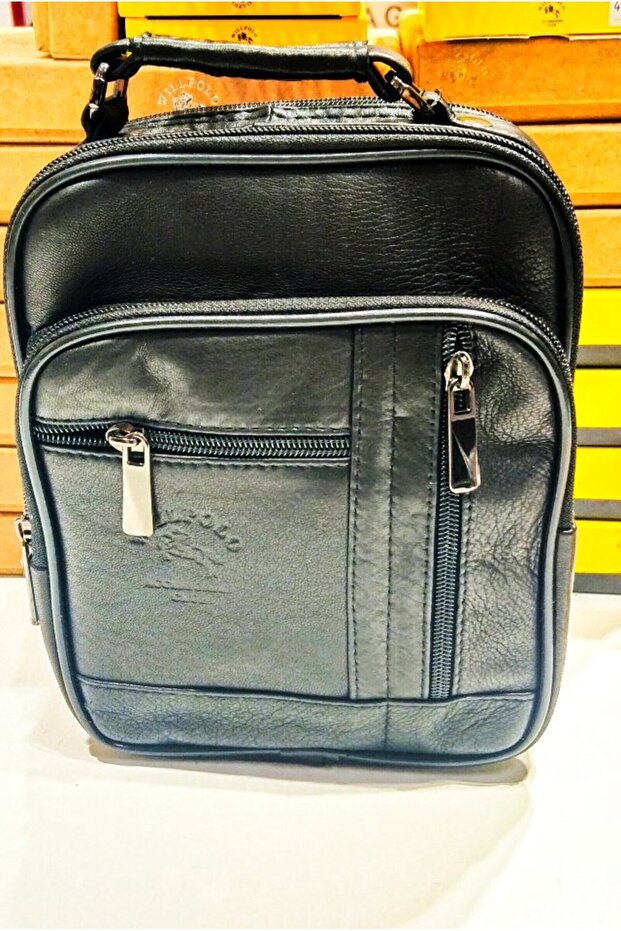 Leather Men's Bag with Case and Compartment