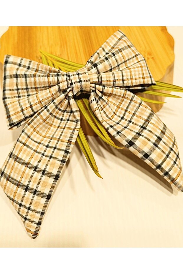 Luxury Plaid Patterned Flashy Bow Clip Buckle