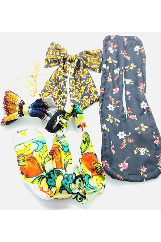 Colorful Patterned Crown Buckle Bandana Set