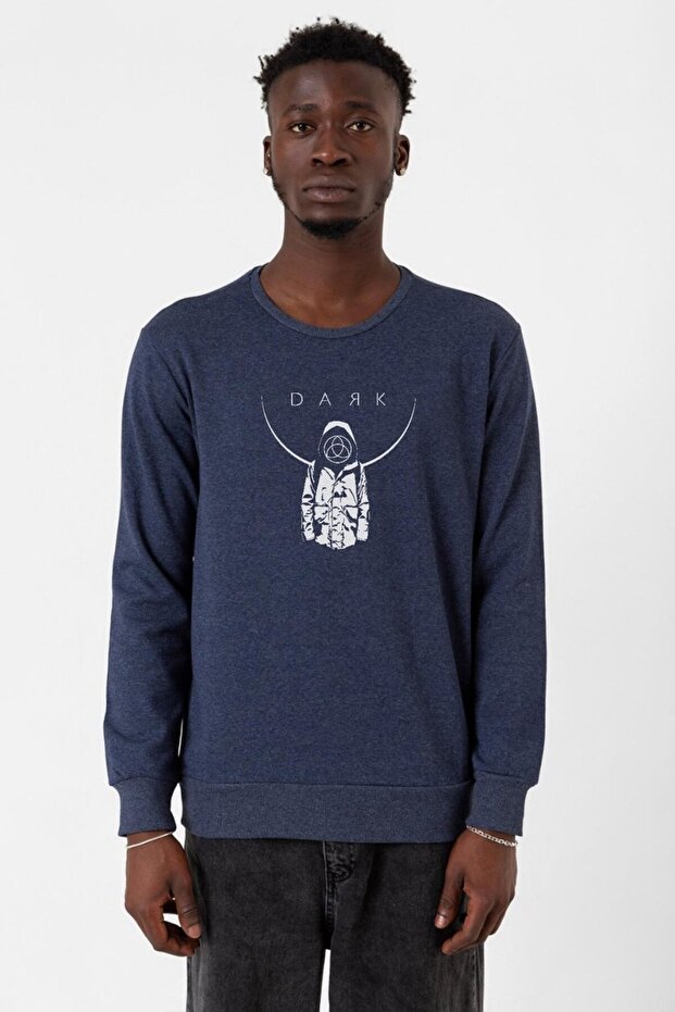 سويت شيرت رجالي من Dark Mono Indigo ذو حبلين