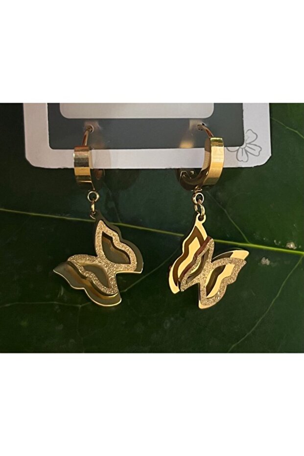 Gold Color Luxury Showy Butterfly Figured Earrings