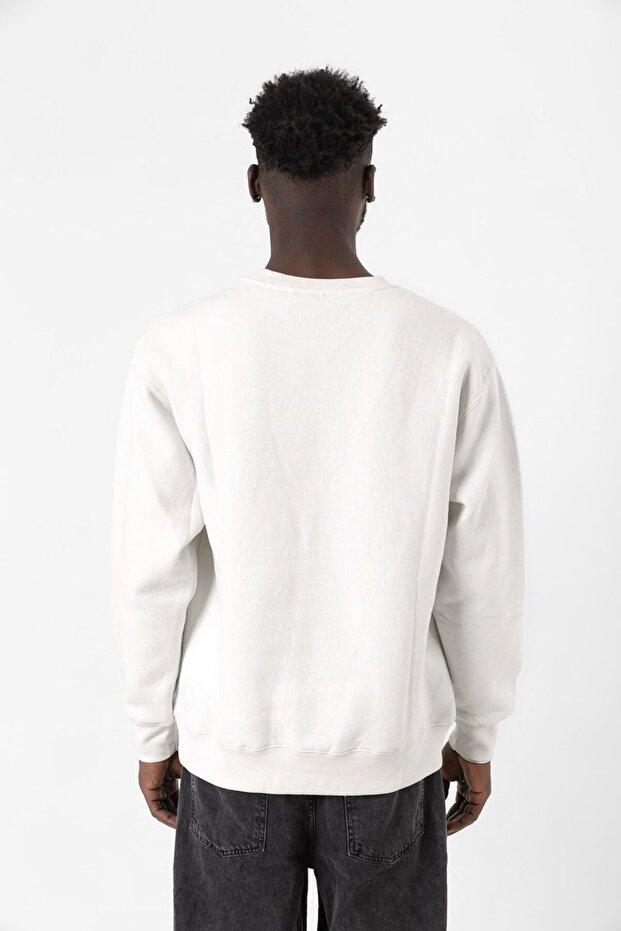 White Men's Basic Sweatshirt - 4