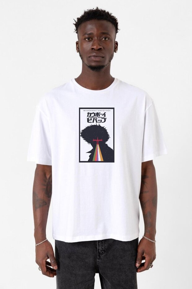 See You in Space Cowboys Minimalist Anime Poster White Men's Oversize Tshirt