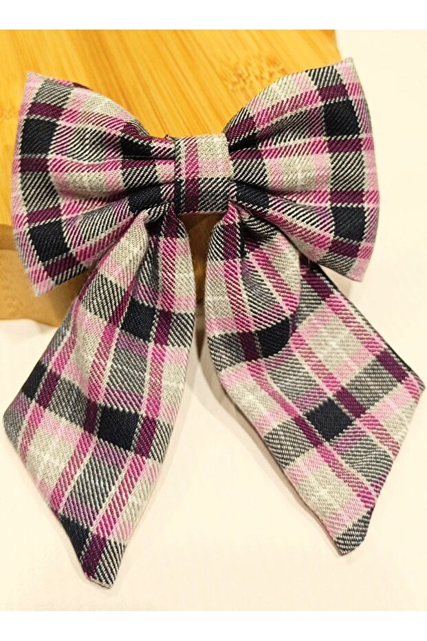Luxury Plaid Patterned Flashy Bow Clip Buckle