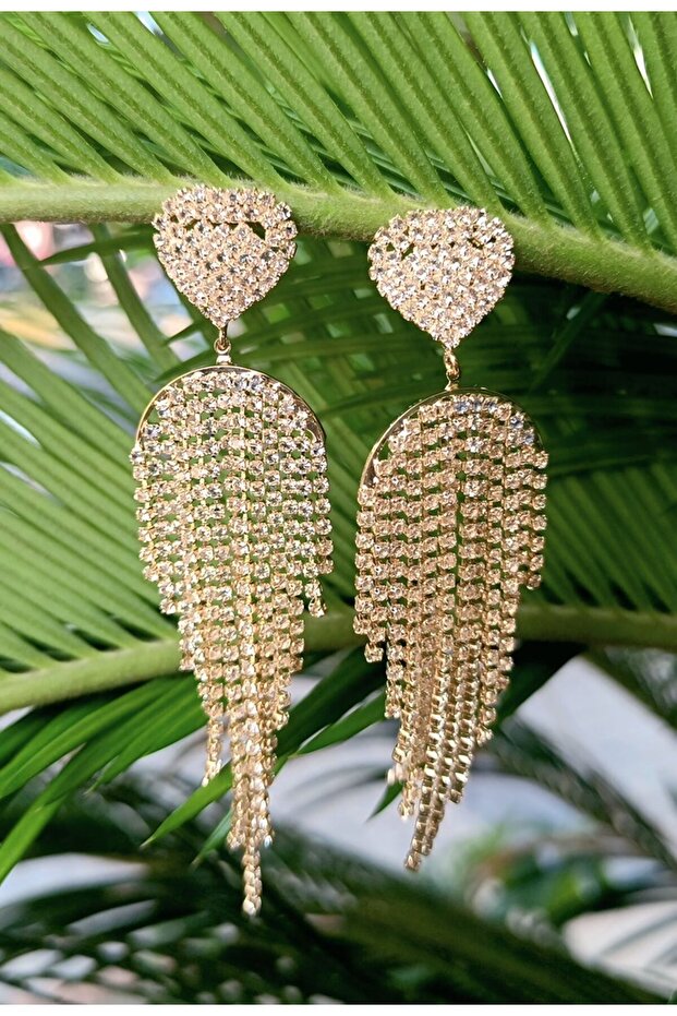 Yellow Color Zircon Stone Luxury Evening Dress Earrings