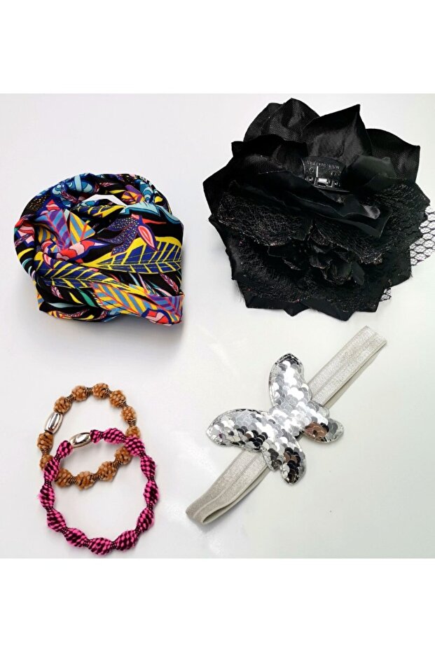 Colorful Patterned Crown Buckle Bandana Set