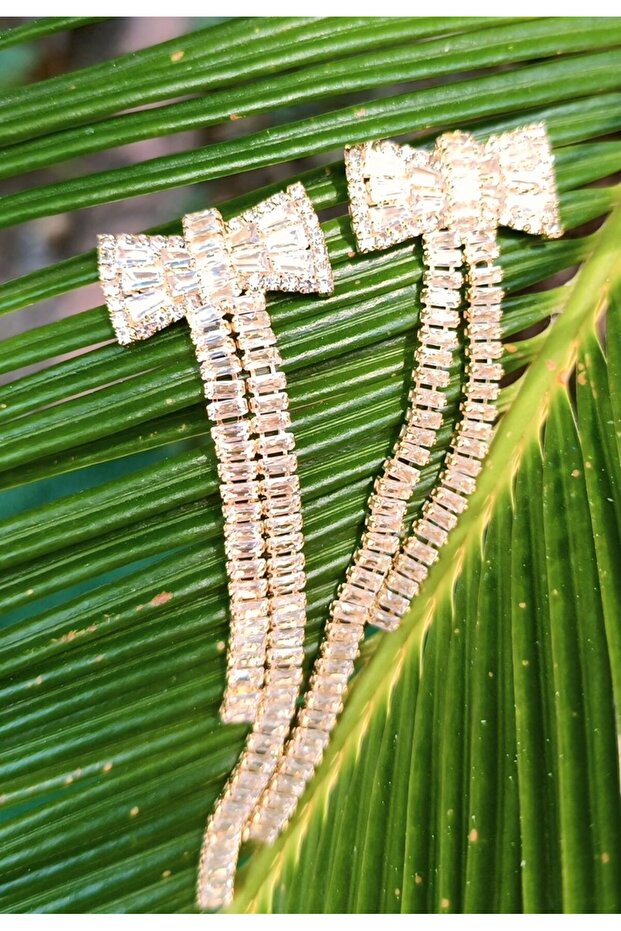 Yellow Color Zircon Stone Luxury Evening Dress Earrings