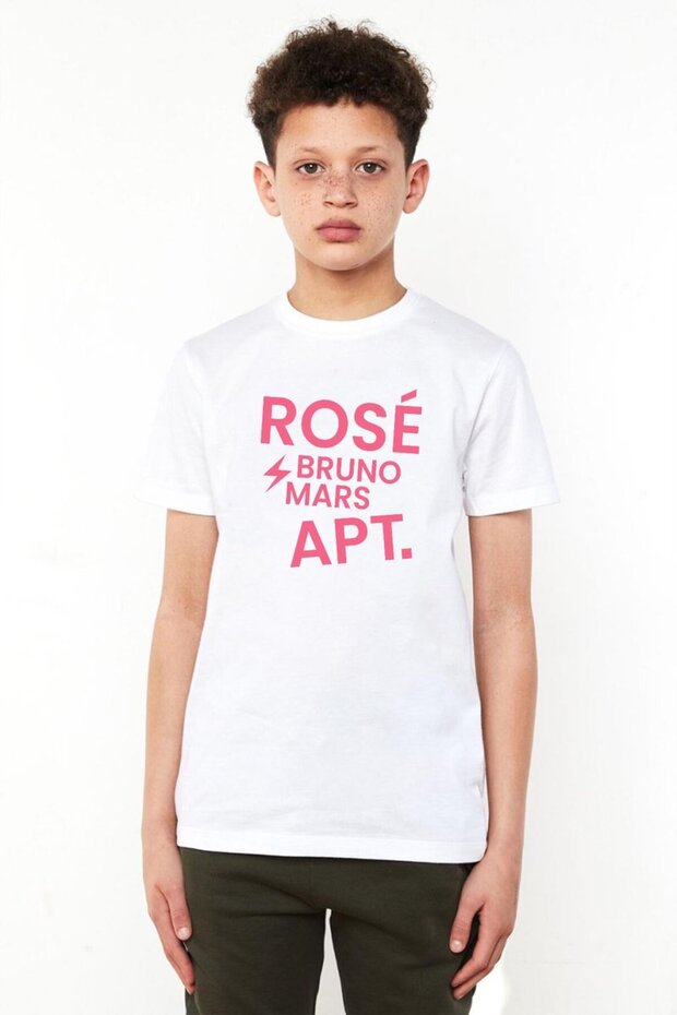 تي شيرت BLACKPINK ROSE BRUNO MARS APT أبيض للأطفال