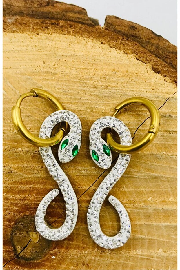 Gold Color Figured Steel Earrings