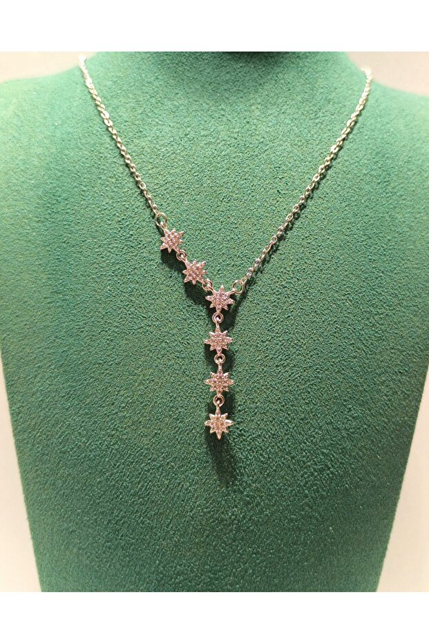 Gold Color Luxurious Ornate Figured Steel Necklace