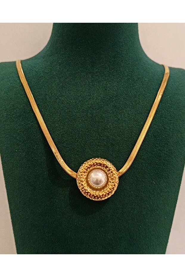 Gold Color Luxury Pearl Figured Flashy Necklace