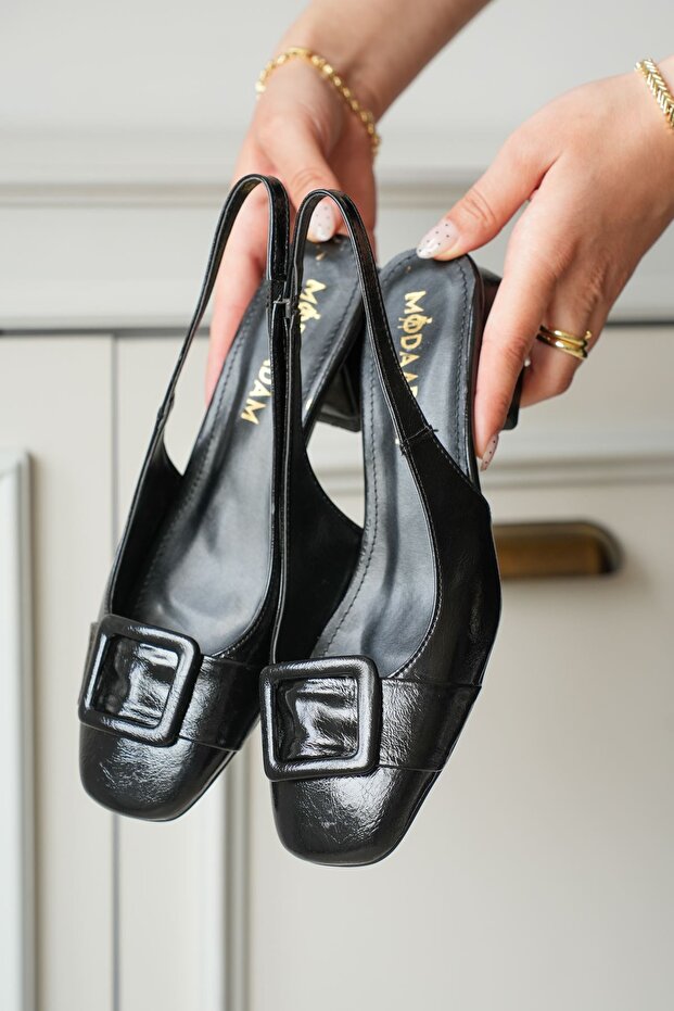 Women's Monet Low Heel Shoes - Black-Patent Leather