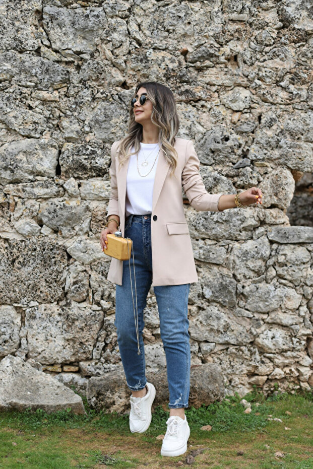 Mink Single Button Blazer - 2