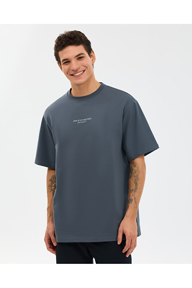 M Graphic Tee Reflect Logo Oversized T-Shirt Men's Gray Tshirt S231094-3998