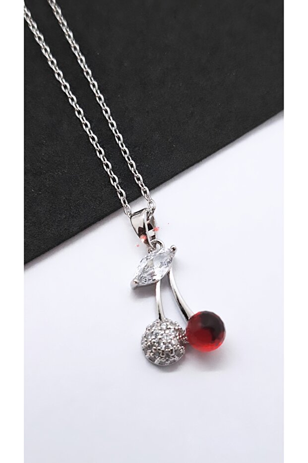 Steel Necklace with Cherry Branch Figure