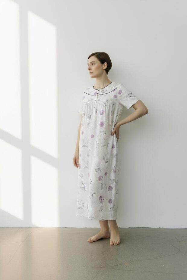 Short Sleeve 100% Cotton Combed Throw Plus Size Mother's Nightgown, Hospital, Pregnant and Maternity Nightgown