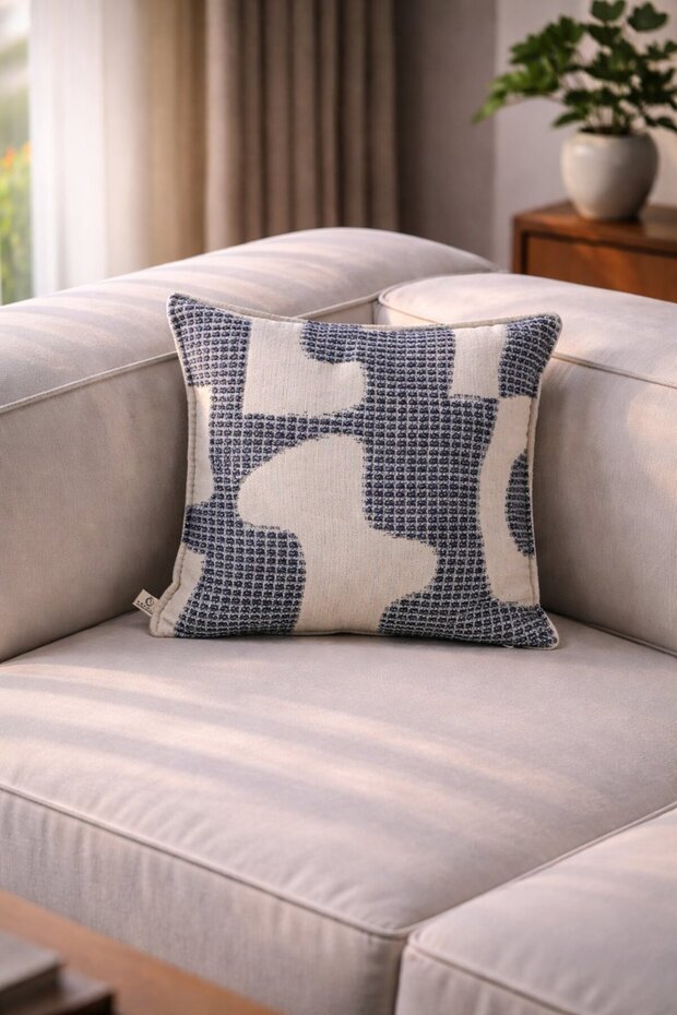 Dune Blue Throw Pillow Cover (45X45)