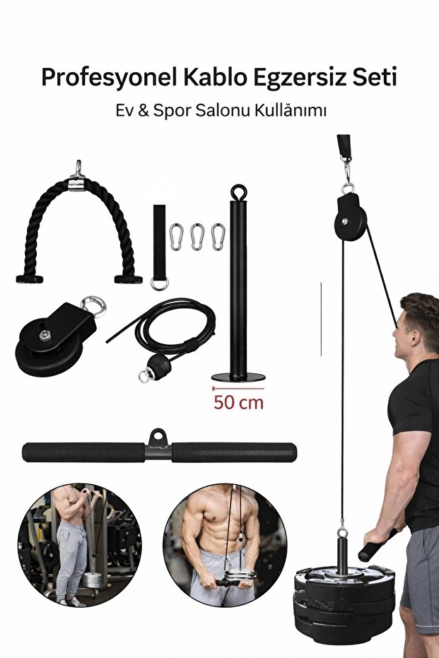 Leyaton Makara Fitness Seti Triceps Biceps Sırt Çekiş Çalışma Istasyonu