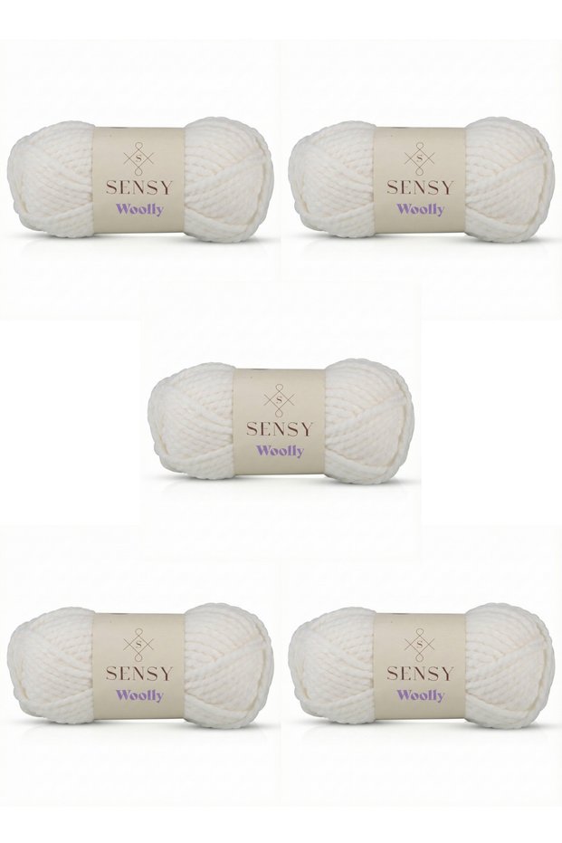 Woolly 5 Pieces Hand Knitting Yarn Scarf Beanie Hat Yarn Poncho Yarn Cardigan Yarn Knitting Yarn White