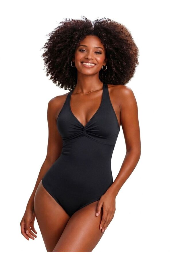 Costum de baie modelator cu detaliu decupat suprapus - 2