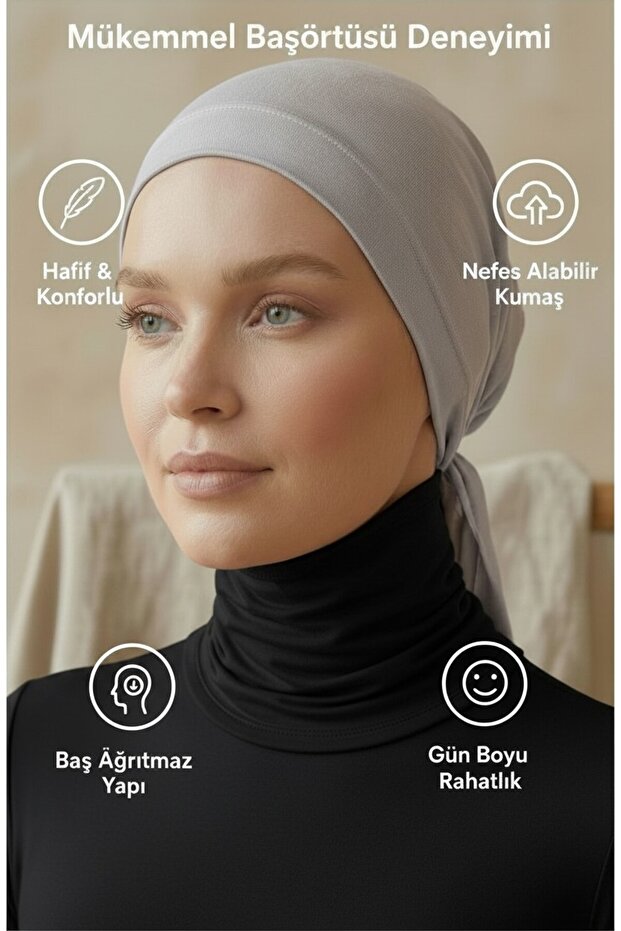 بونيه مخيط من الأمام مع أربطة - قماش فيسكوز - بونيه داخلي مريح