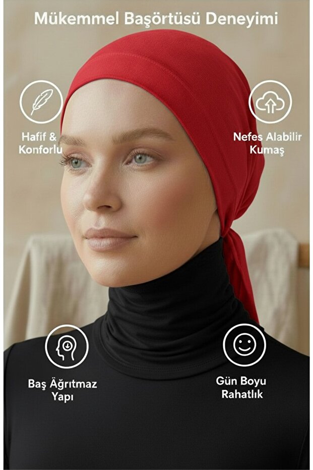 بونيه مخيط من الأمام مع أربطة - قماش فيسكوز - بونيه داخلي مريح