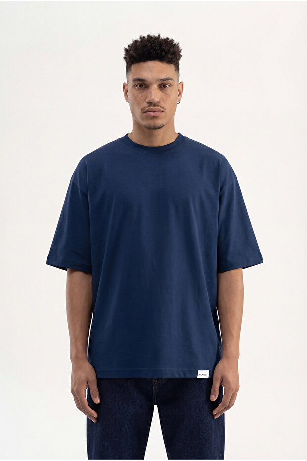 Men's Basic Cotton Super Oversize T-Shirt Indigo