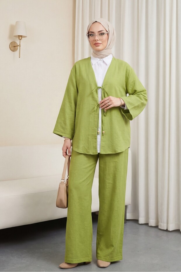 Kimono Set with Double Tied Front Trousers