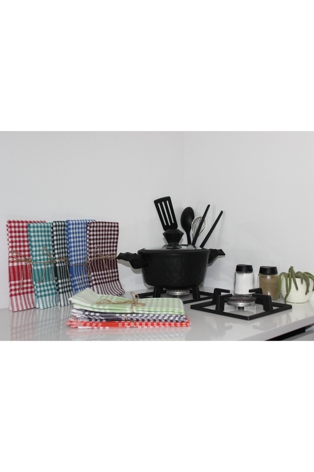 6-Piece Petite Checkered Drying Cloth Kitchen Dish Drying Cloth Serving Napkin Feeding Cover
