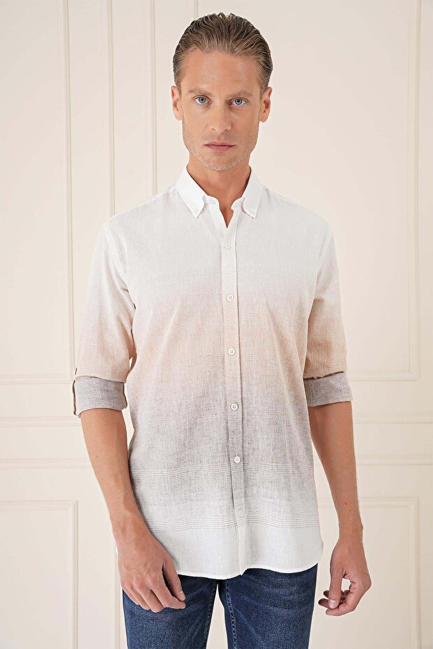 Men's g 1572 Slim Fit Beige Classic Shirt