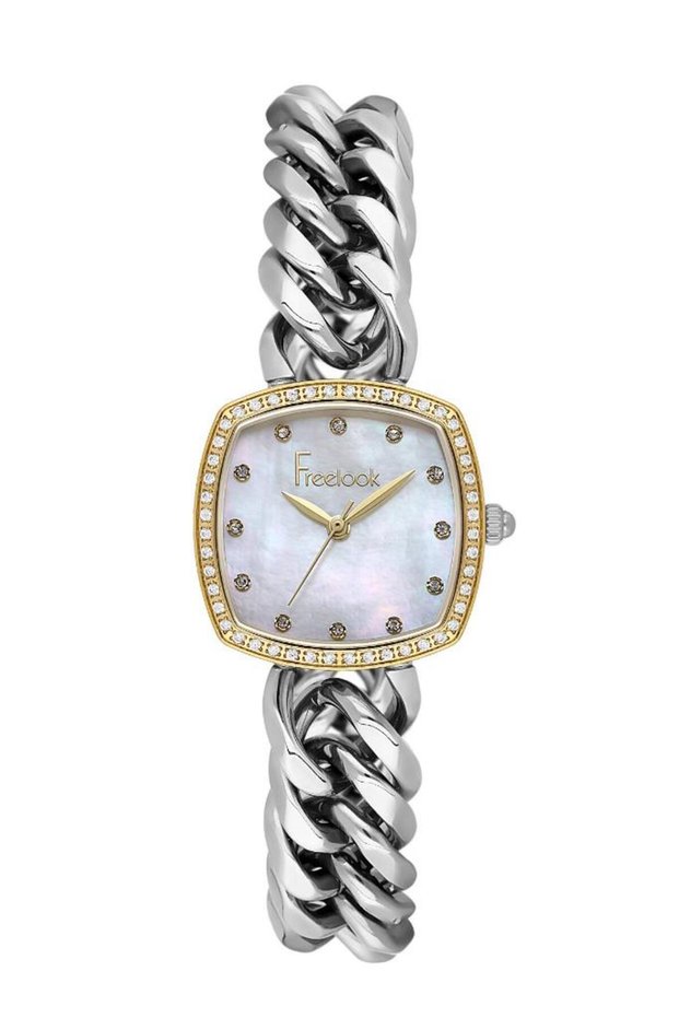 Fl.1.10463-4 Chain Cord Square Dial Metallic Color Women's Wristwatch