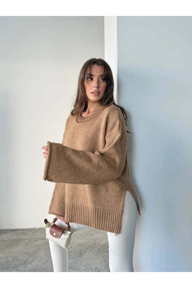Slit Basic Knitwear - Mink