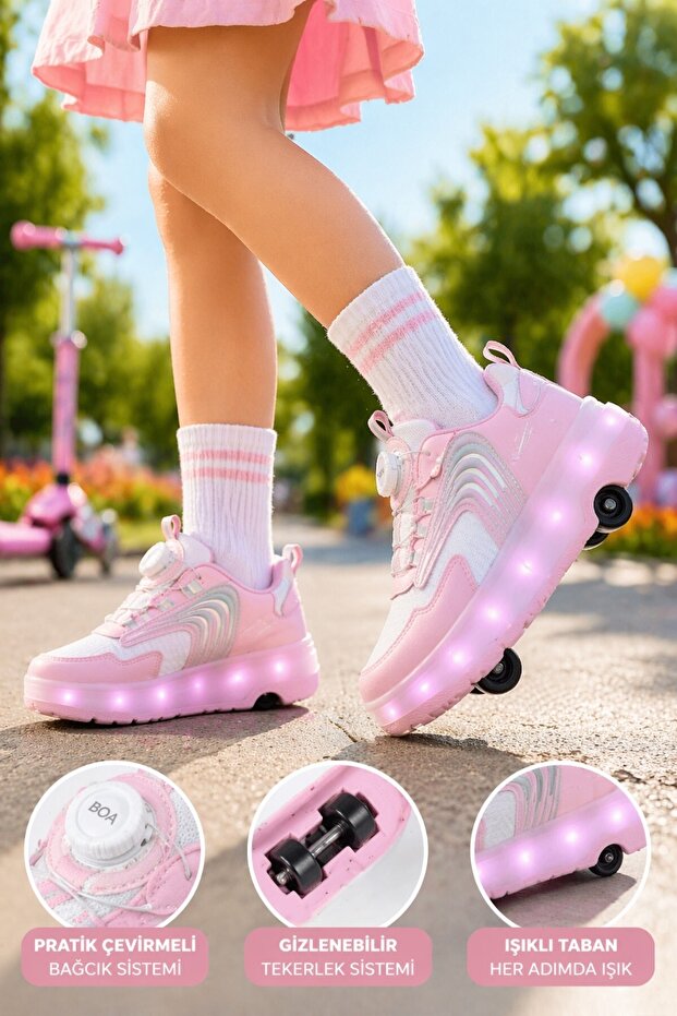 Muggo FLOW Çocuk Işıklı Patenli Tekerlekli Sneaker Spor Ayakkabı
