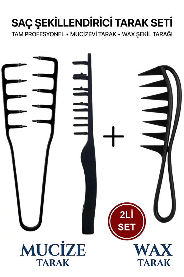 Miraculous Comb and Styling Wax Comb 2-Piece Hair Styling Comb Set