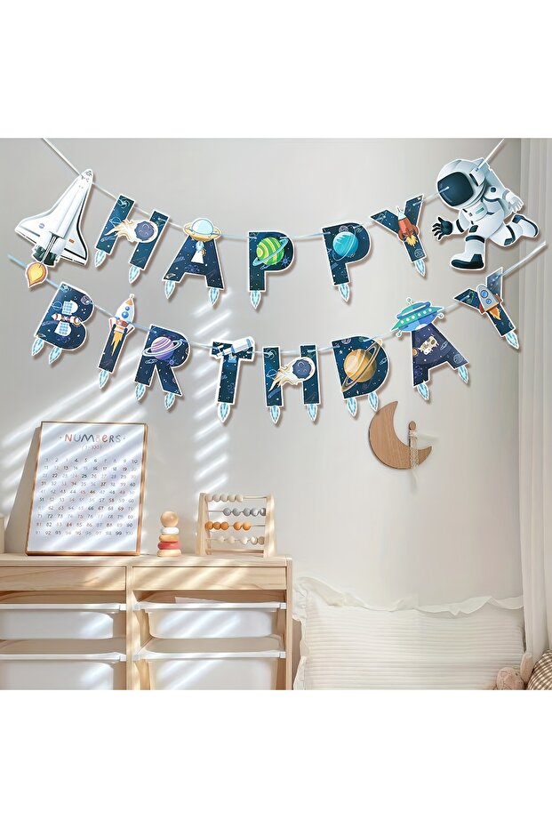 Space Themed Banner Birthday Decoration