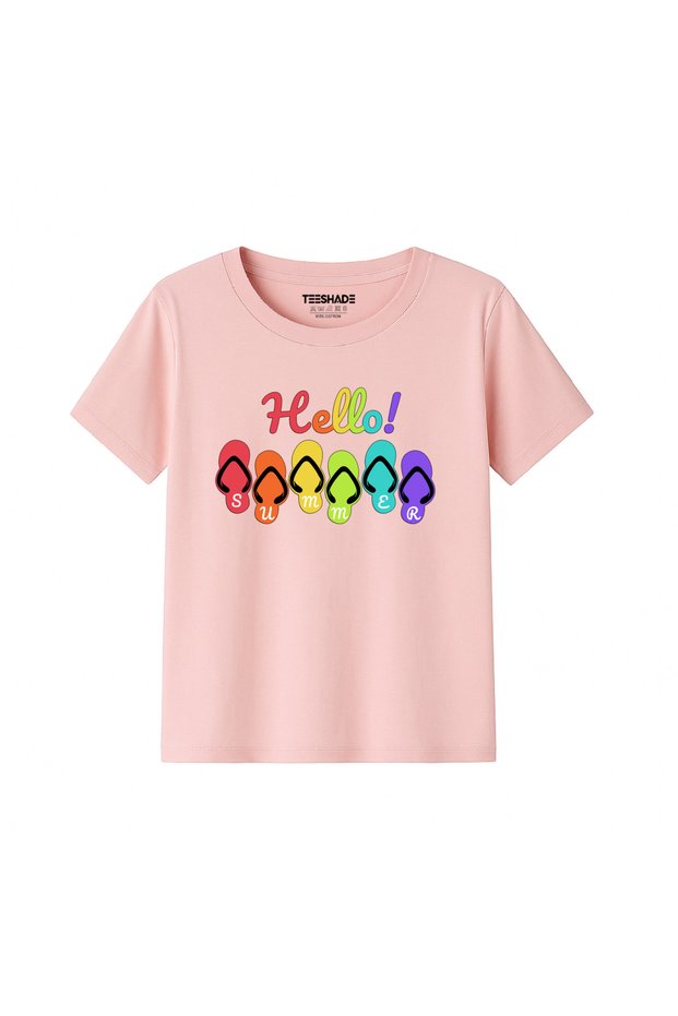 Hellow Summer T-Shirt for Unisex Kids 100% Cotton, Multiple Colors – Sizes 0-16 Years