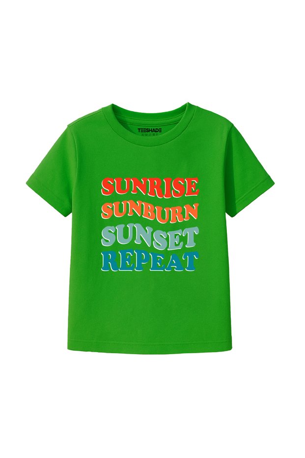 Sunrise Sunburn Sunset Repeat T-Shirt for Unisex Kids 100% Cotton Multiple Colors Sizes 0-16 Years