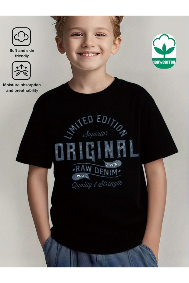 Original Printed 100% Cotton Premium T-Shirt with Crew Neck for Kids