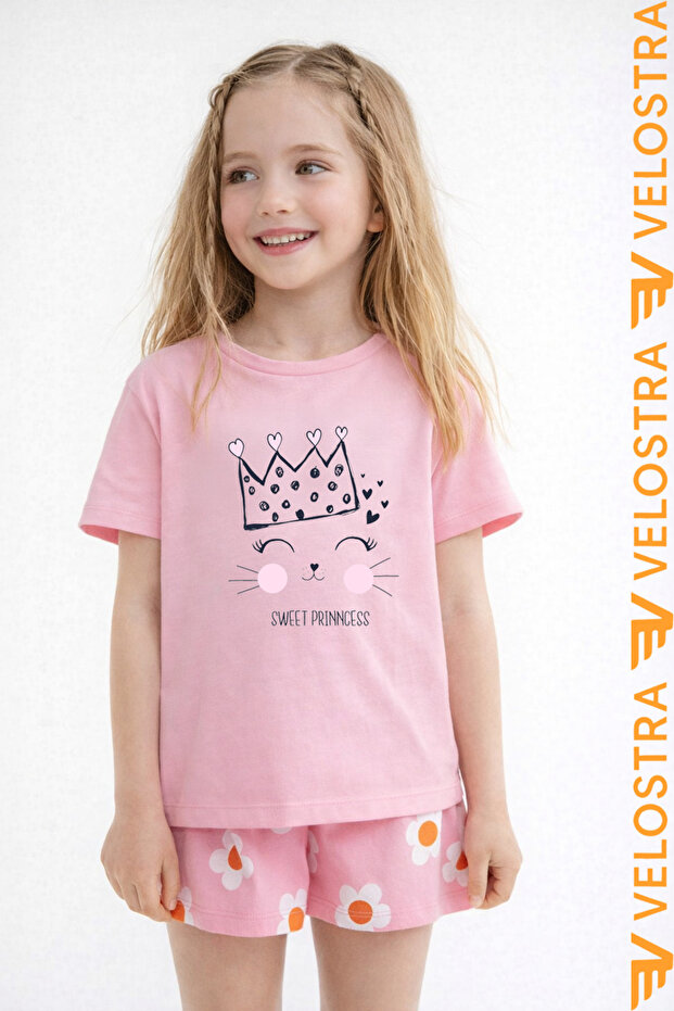 Girl's Princess Printed Oversize Comfortable Daily Use Combed Cotton T-Shirt