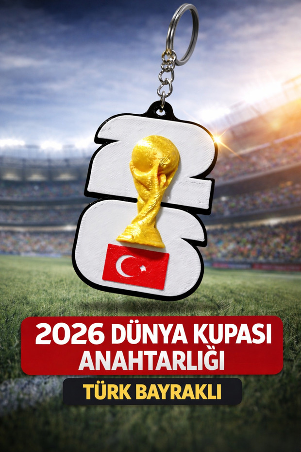 ميدالية مفاتيح كأس العالم 2026 - مع العلم التركي