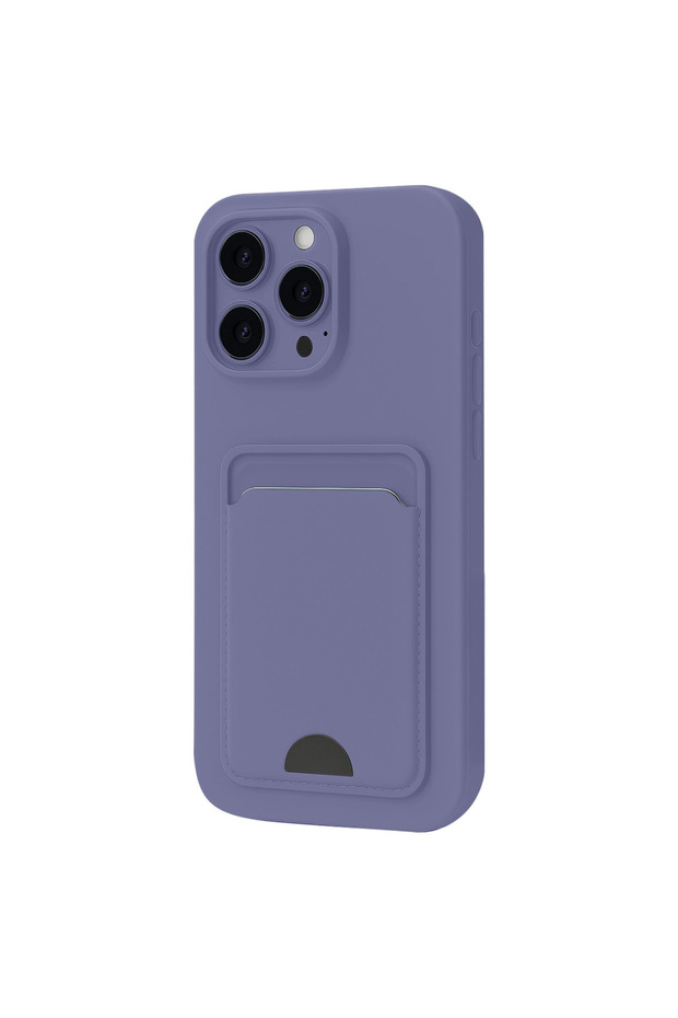 Apple iPhone 16 Pro Case Kelvin Silicone with Business Card Holder - Lilac