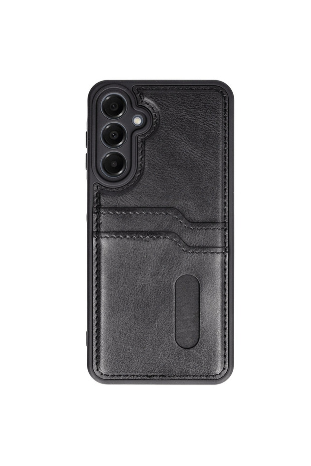 Samsung Galaxy A16 5g Case Sara Leather Case with Business Card Holder - Black