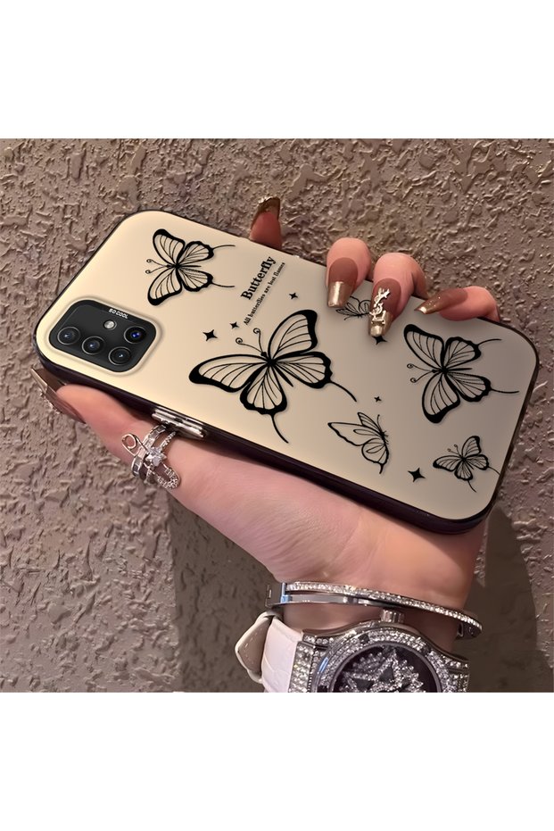 حافظة أنيقة متوافقة مع هاتف سامسونج جالاكسي A51 4G بنمط فراشة نازاريك، حماية كاملة، حافظة أنيقة