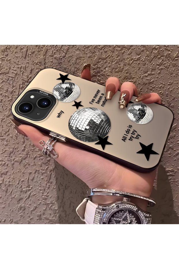 iPhone 13 Mini Compatible Minimalist Black Star Case, Daily Use Durable Protective Case