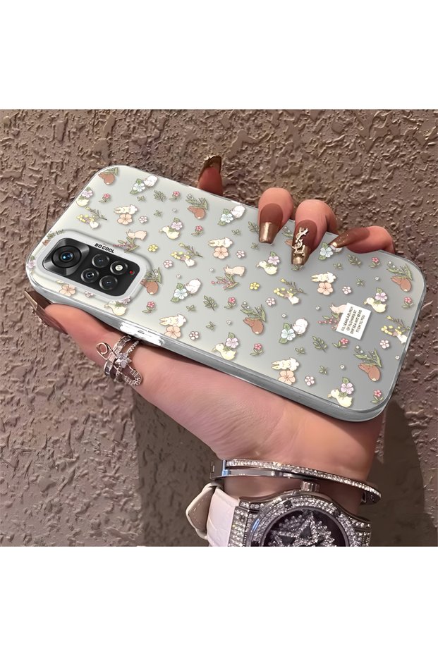 Redmi Note 11/Note 11S Compatible Plain Floral Case, Drop-Resistant Silicone, Stylish and Durable
