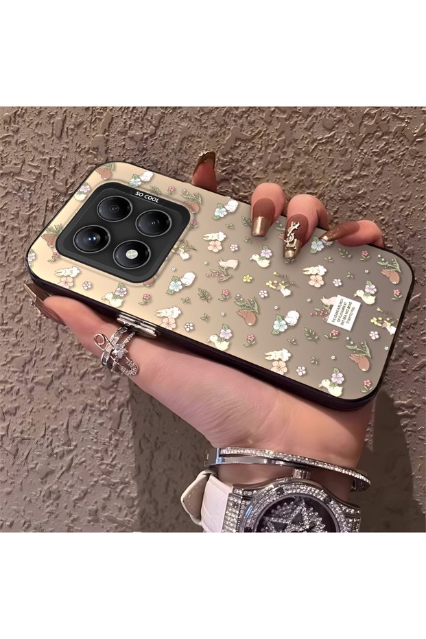 Redmi Note 14 Pro 4G/5G Compatible Plain Floral Case, Drop-Resistant Silicone, Stylish and Durable
