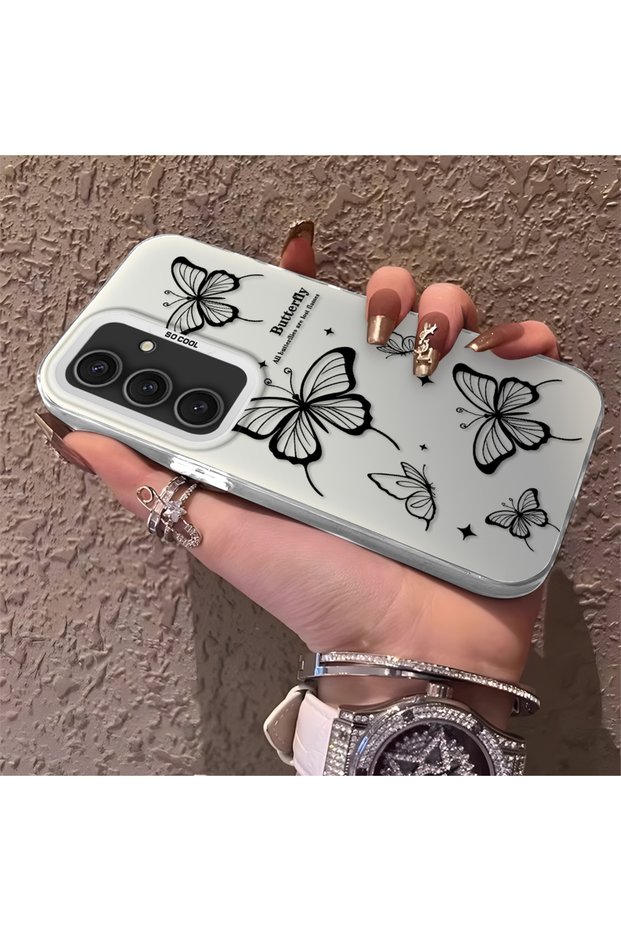 Samsung Galaxy S25 Plus Compatible, Evil Eye Butterfly Patterned, Full Coverage Protection, Stylish Case