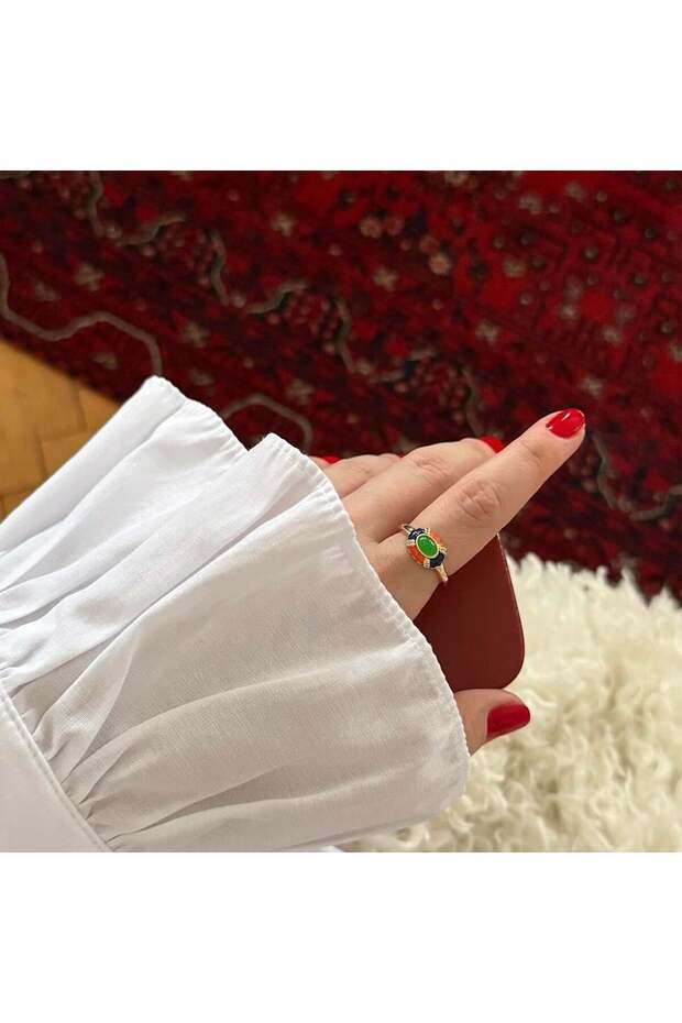 خاتم عرقي ملون مطلي بالمينا