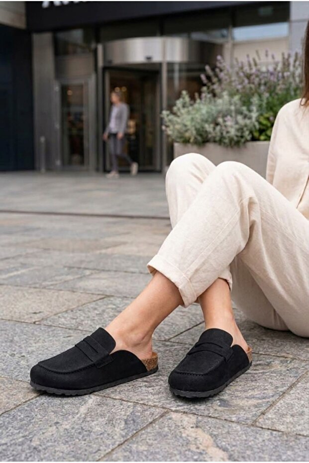 Black Suede Women's and Men's Sabo Slippers